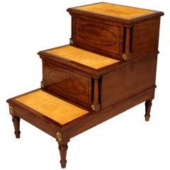 Regency style inlaid mahogany library or bed steps