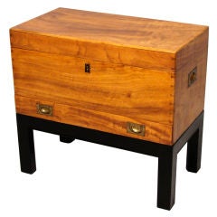 Small Chinese export camphor wood chest on stand