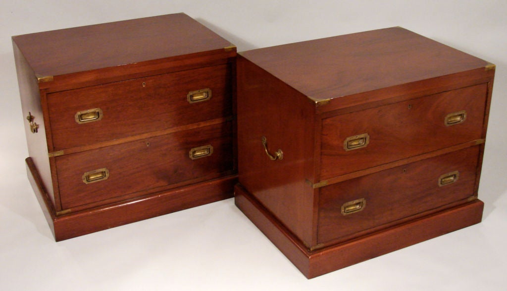 Pair of English Mahogany Campaign Chests