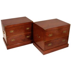 Antique Pair of English Mahogany Campaign Chests