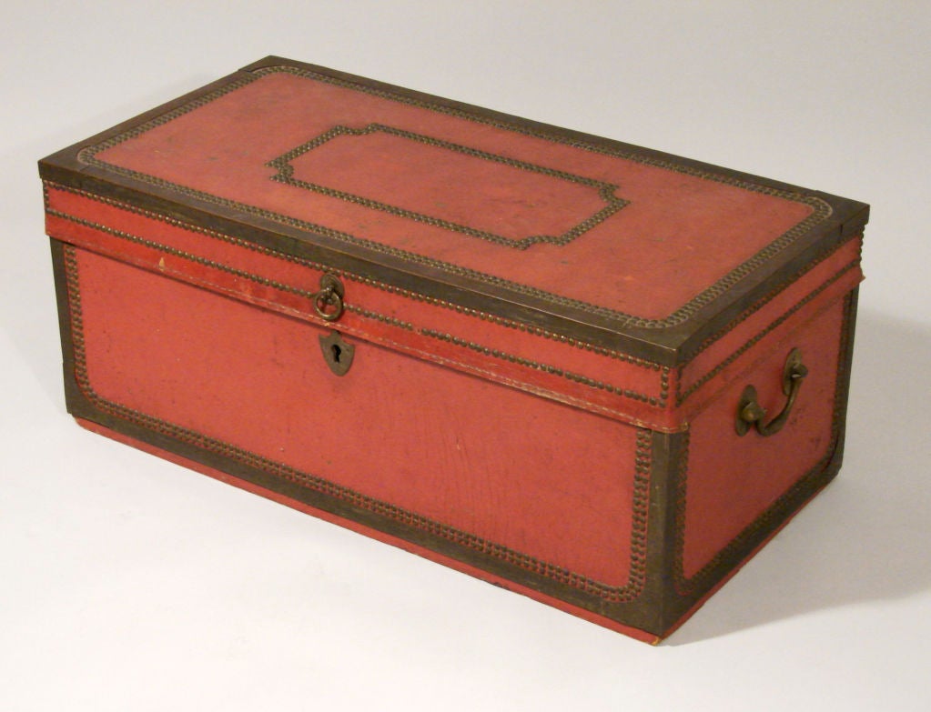 China Trade Leather Covered Camphor Chest