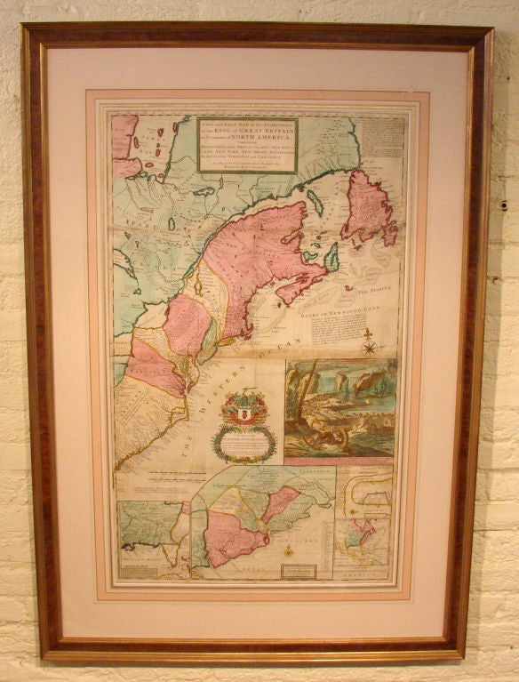 MOLL, Herman. A New and Exact Map of the Dominions of the King of Great Britain... Containing Newfoundland, New Scotland, New England, New York, New Jersey, Pensilvania,(sic) Maryland, Virginia and Carolina. According to the Newest and most exact