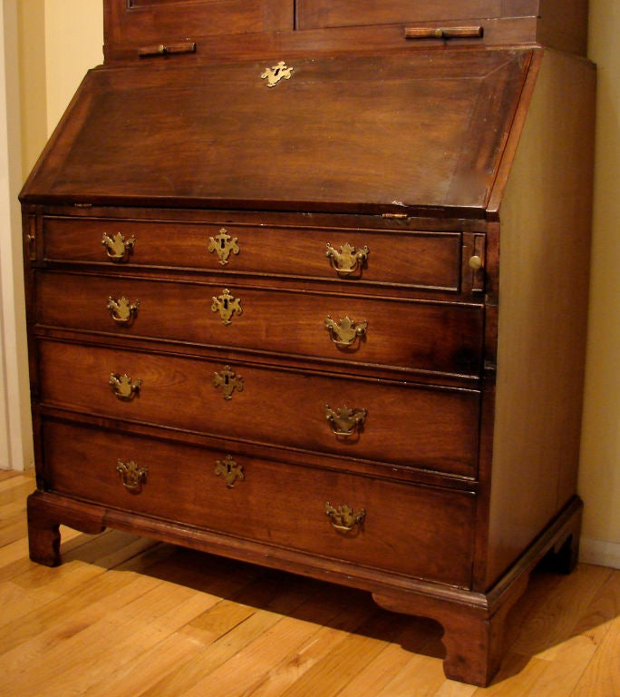 English George II Red Walnut Secretary Cabinet