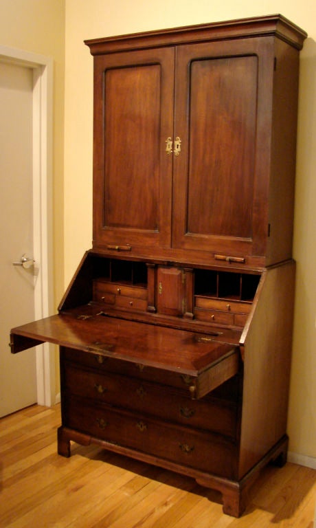 18th Century and Earlier George II Red Walnut Secretary Cabinet