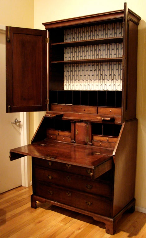 George II Red Walnut Secretary Cabinet 1