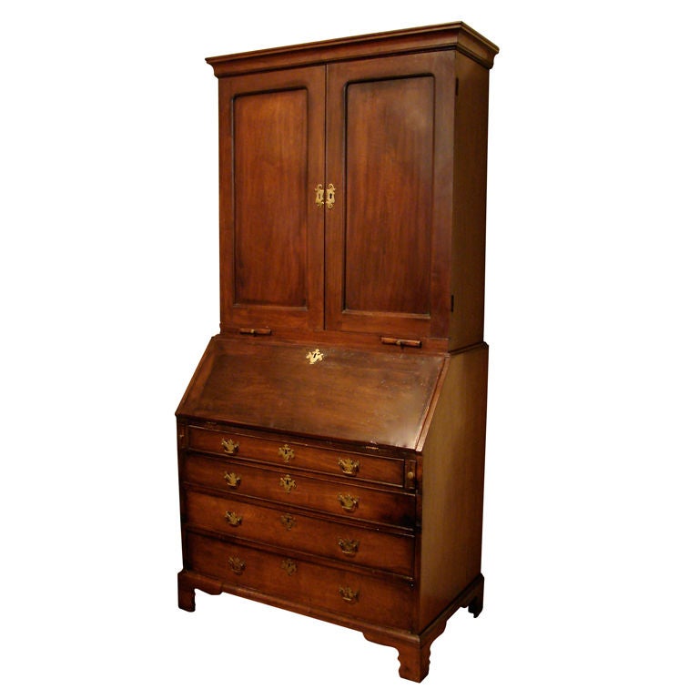 George II Red Walnut Secretary Cabinet