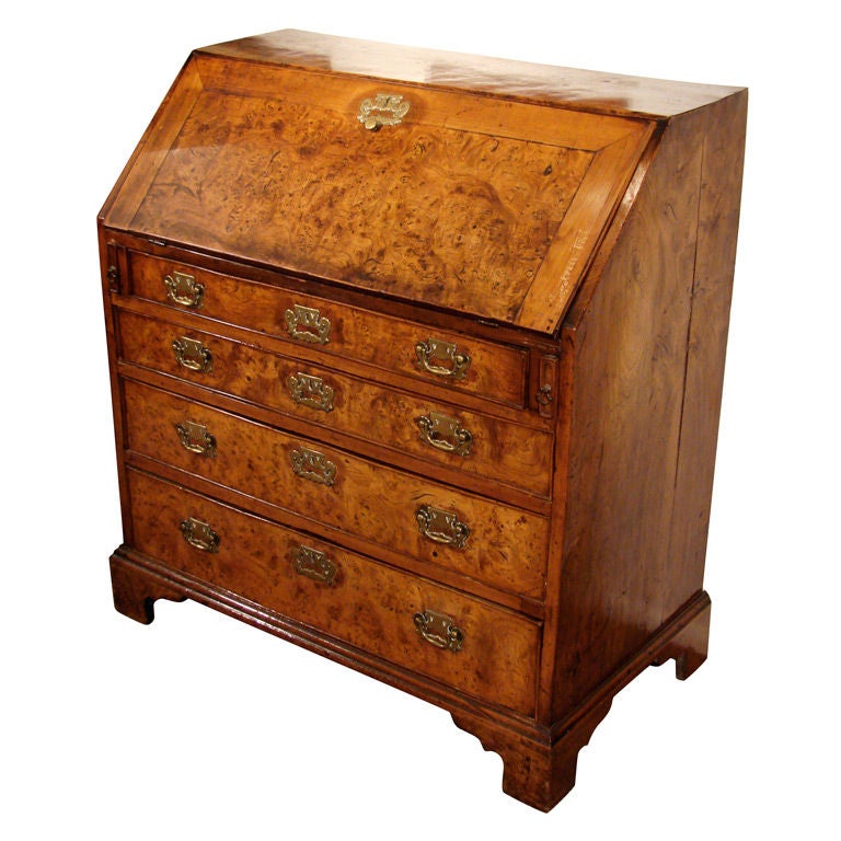 Georgian burl elm slant front desk