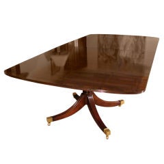 Large Georgian style mahogany inlaid 2 pedestal dining table