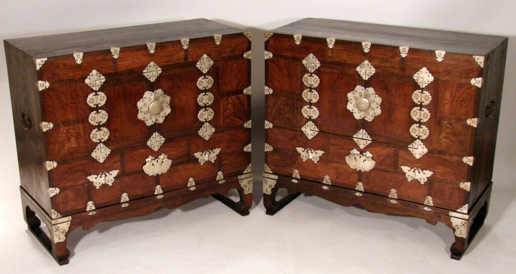 Pair of Metal Mounted Korean Cabinets