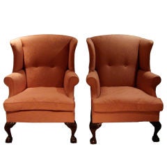 Pair of English Mahogany Wingchairs