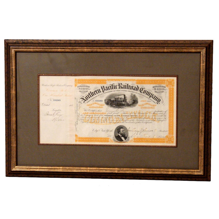 Historic Northern Pacific Railroad Stock Certificate
