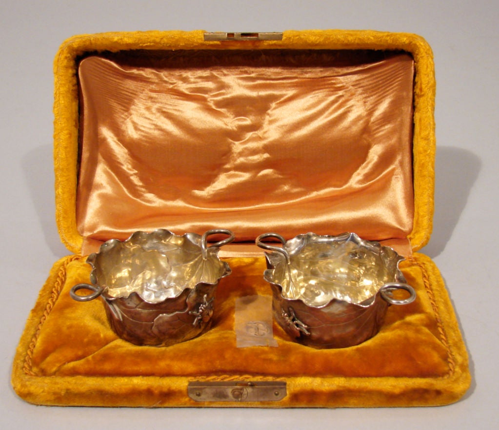 Aesthetic Movement Pair of Sterling Mixed Metal Bowls by George W. Shiebler & Co.