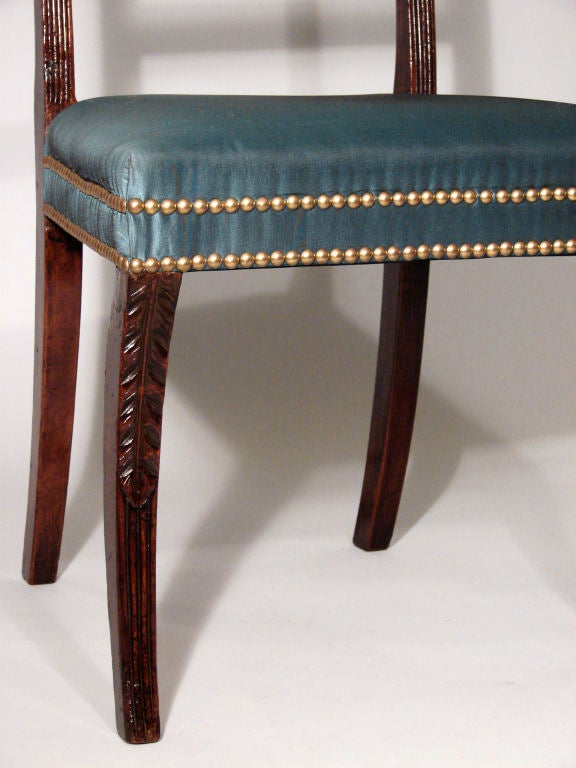 Elegant Set of Regency Brass Inlaid Mahogany Side Chairs In Excellent Condition In San Francisco, CA
