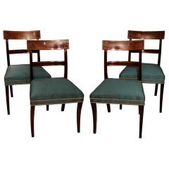 Elegant Set of Regency Brass Inlaid Mahogany Side Chairs