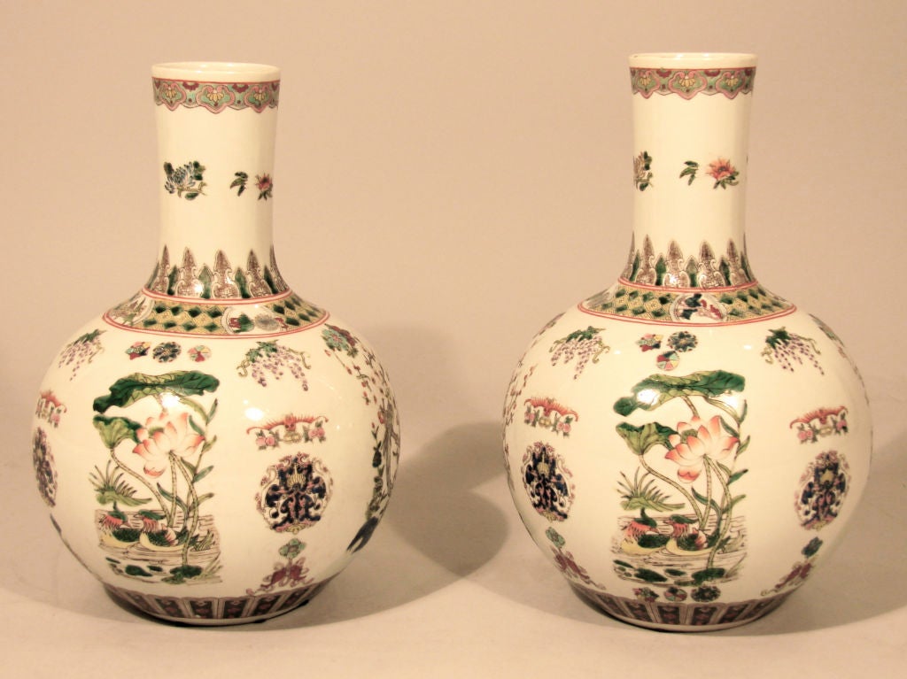 Pair of Chinese Polychrome Vases