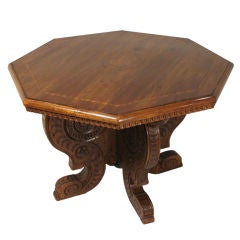 Italian Baroque Style Octagonal Walnut Center Table
