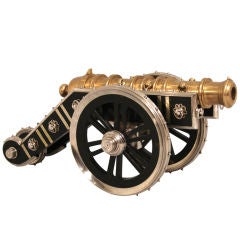 Elaborate Brass and Steel Model Cannon