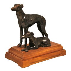 Vintage Contemporary Bronze of a Pair of Greyhounds