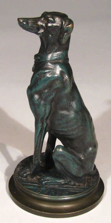 Bronze Seated Greyhound After Antoine Louis Bayre 2