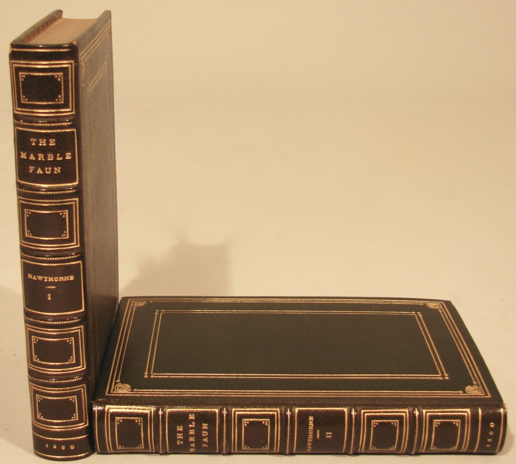 Two Volumes Hawthorne "The Marble Faun" 1st edition, Rebound