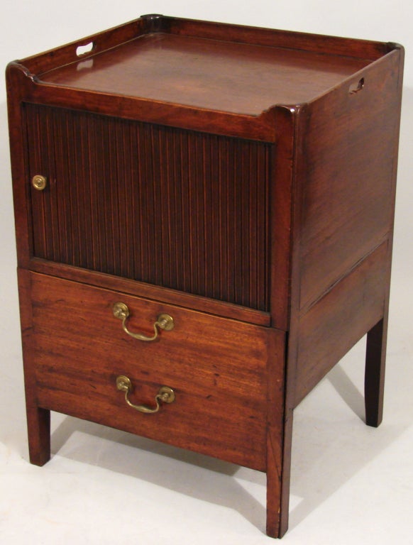 George III Mahogany Bedside Commode with Tambour Front