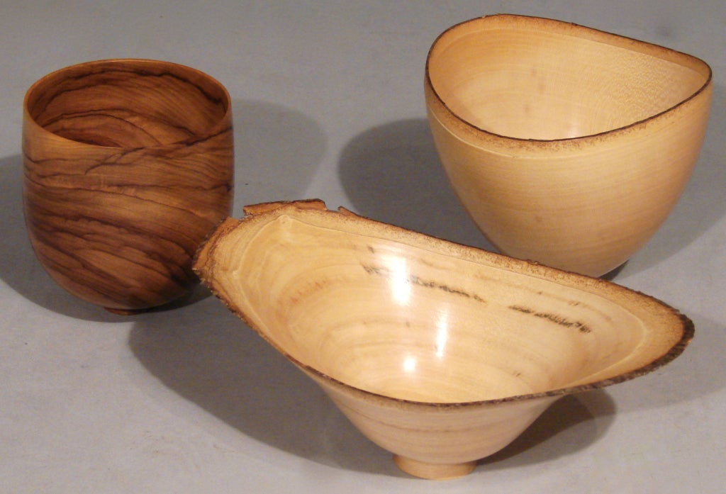 Three English Turned Wood Bowls by Bert Marsh