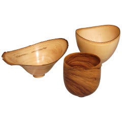 Three English Turned Wood Bowls by  Bert Marsh