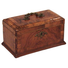 George III walnut rosewood crossbanded tea caddy