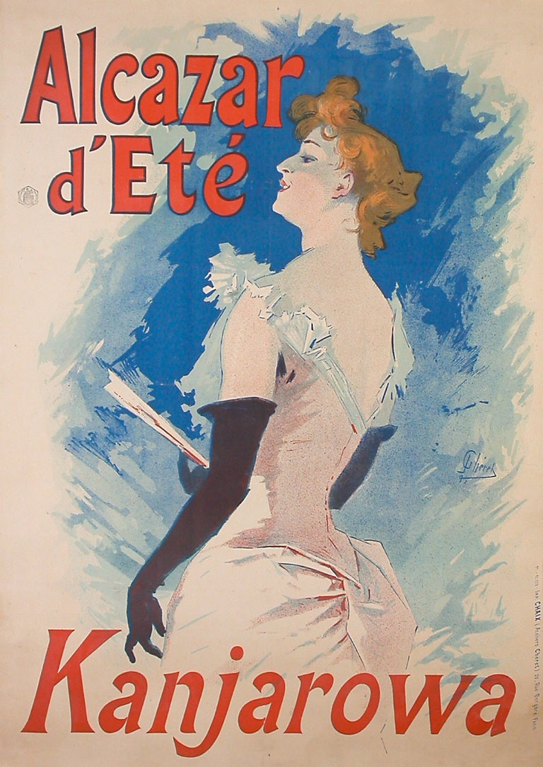 French artist Jules Chéret arranged color with a maestro’s touch.  He produced huge, unique and fantastic posters for cabarets, theaters, novels, beverages, cosmetics and a spectrum of other outlets. This poster features an advertisement for the