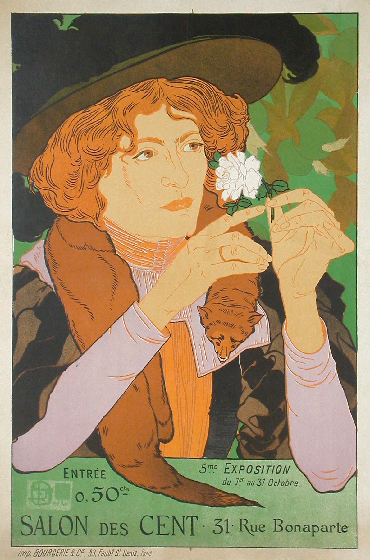Original French Art Nouveau Exhibition Poster by DeFeure