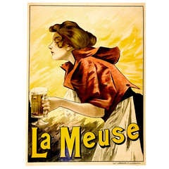 Original French Beer Scene Poster