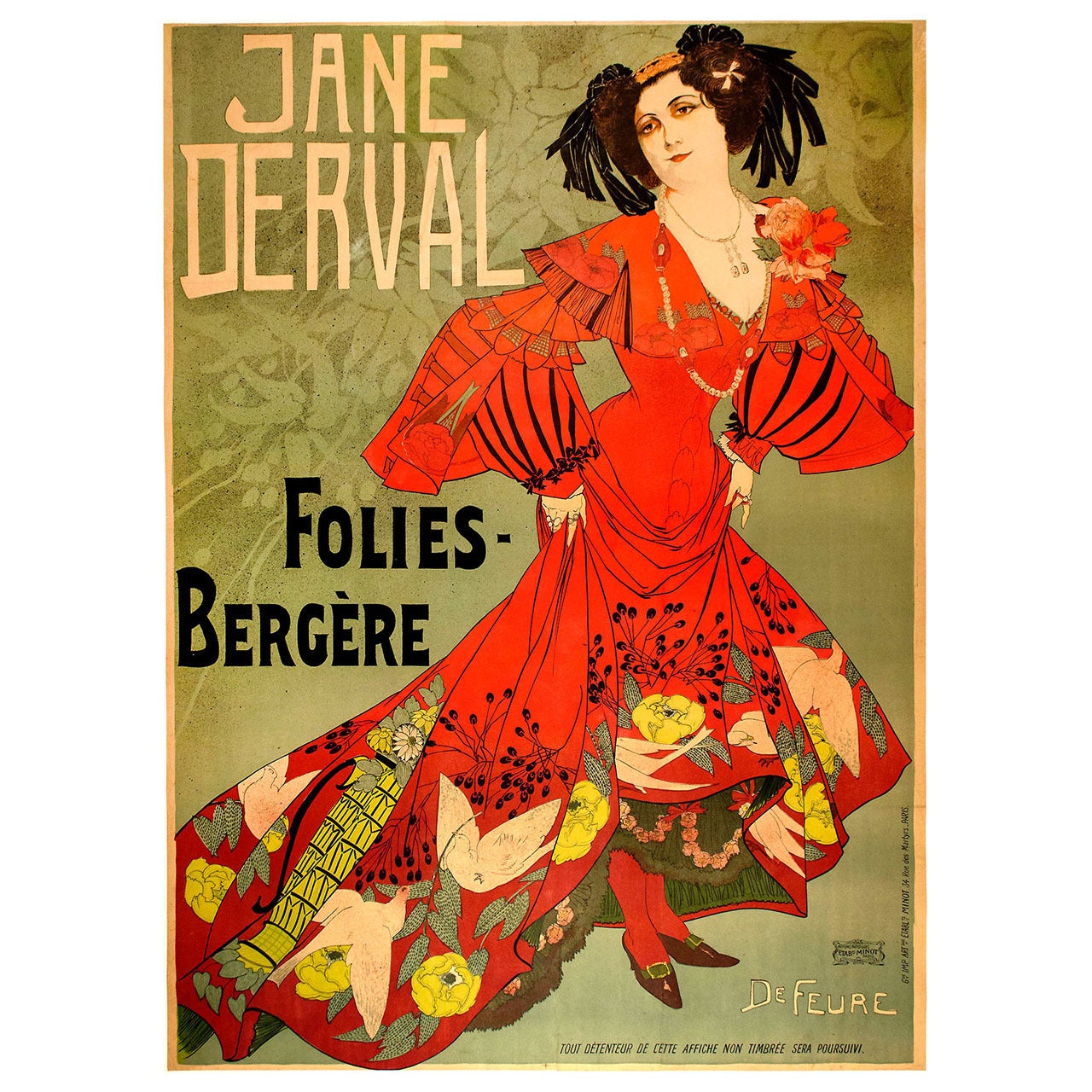 Original Poster for the Folies-Bergere by de Feure For Sale