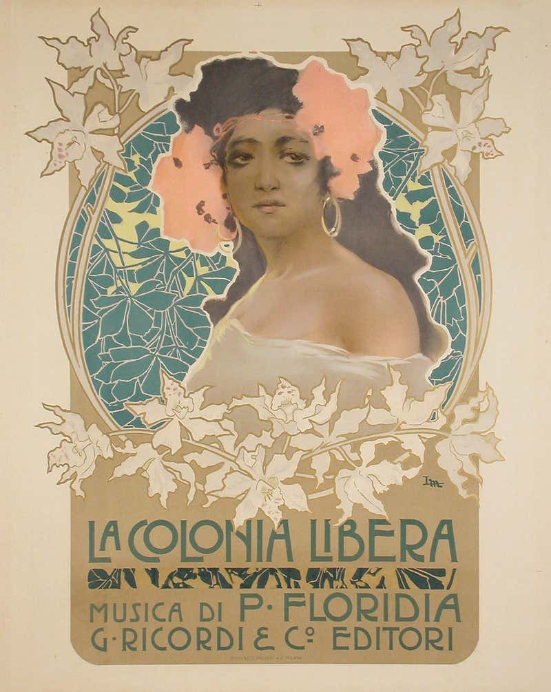 Italian Opera Poster Original Italian Opera Art Nouveau Poster at 1stDibs