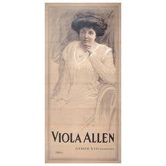 Large Early American Theater Poster by Strobridge Lithograph Co for Viola Allen 4