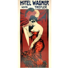 Original 1906 German Poster for Hotel Wagner's Carnival Festivities