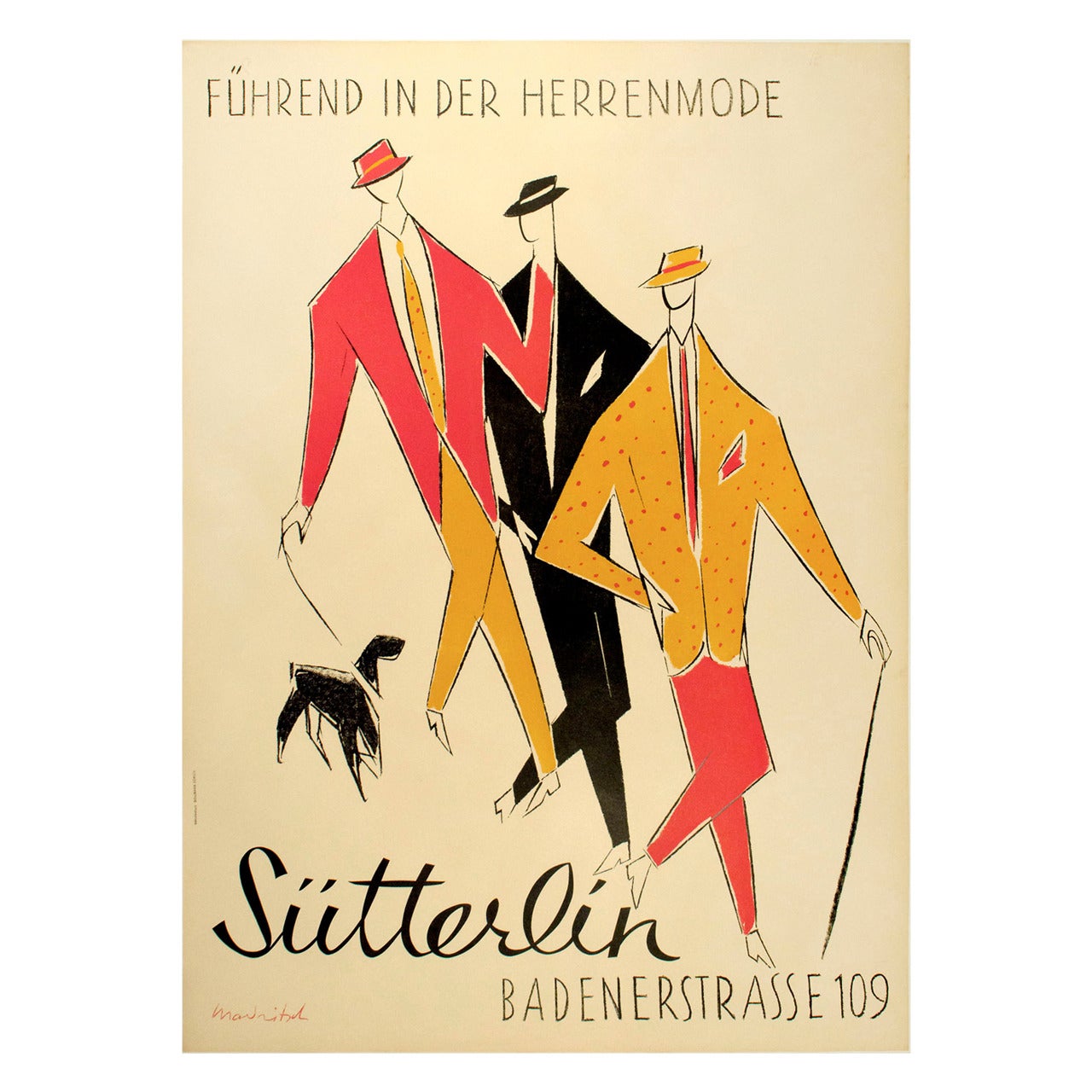 Vintage Swiss Men's Clothier Poster