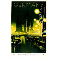 Vintage Original Art Deco Travel Poster for Germany