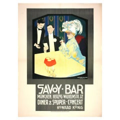 Antique German Savoy Bar Poster by Georges Rogier