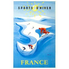 Original 1950's Ski Poster by Villemont