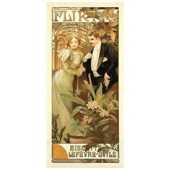 Original Art Nouveau poster by Mucha for "Flirt" biscuits