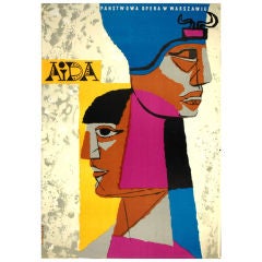 Original Mid-Century Polish poster for Aida by Mroszczak