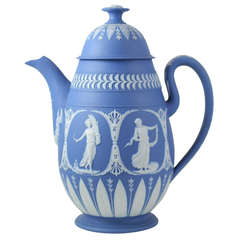 Antique Adams Blue and White Jasper Coffee Pot