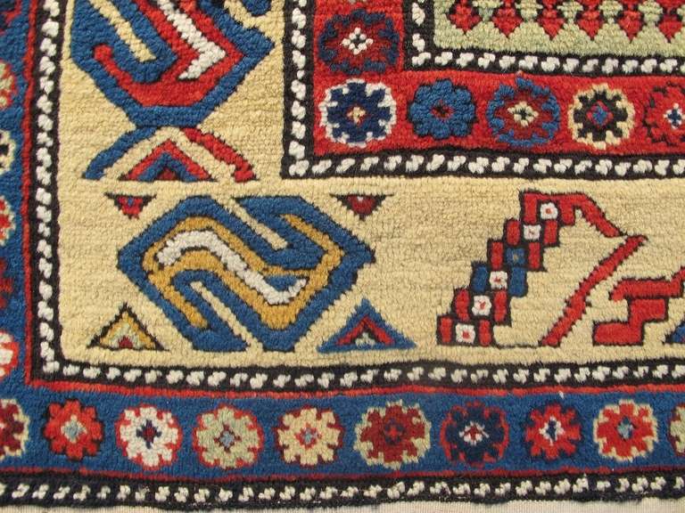 Late 19th Century Indigo Shirvan Long Rug with Red Palmettes 1