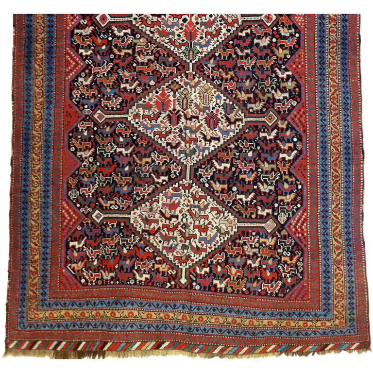 Southwest Persian Khamseh Tribal Rug at 1stDibs
