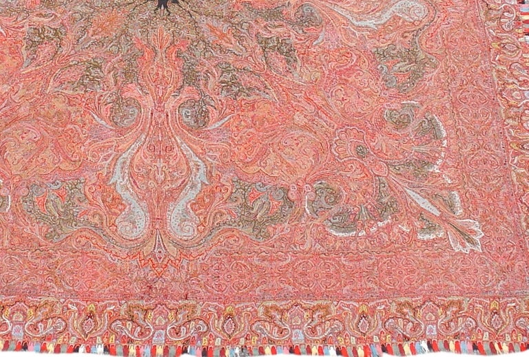A Classic hand-embroidered and finely ornamented Indian wearing shawl in the European taste.