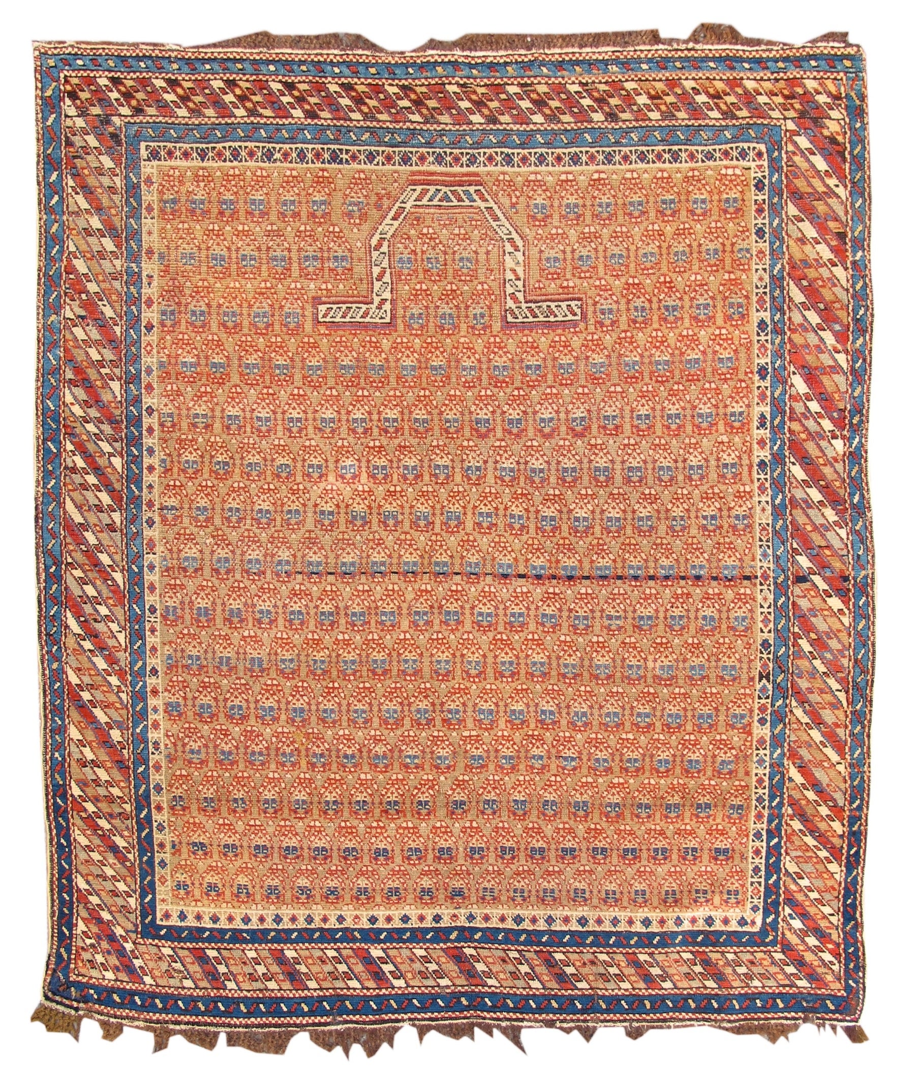 Late 19th Century Red Shirvan Prayer Rug with Paisleys