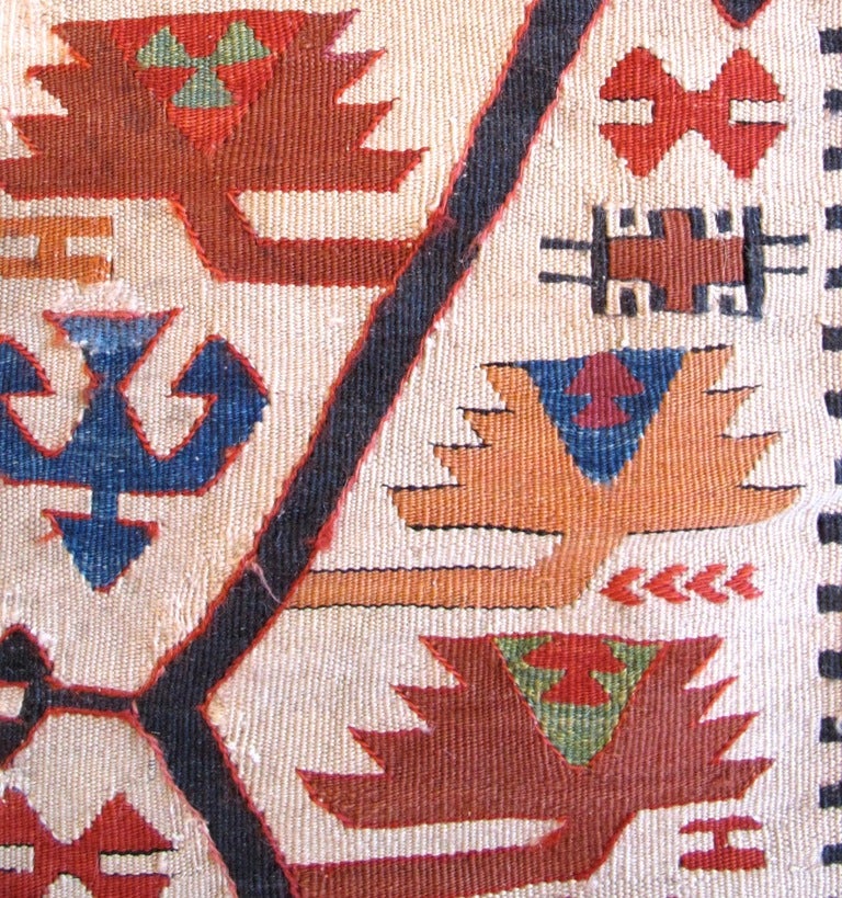19th Century Red, Green, and Blue Reyhanli Kilim Rug In Good Condition In San Francisco, CA