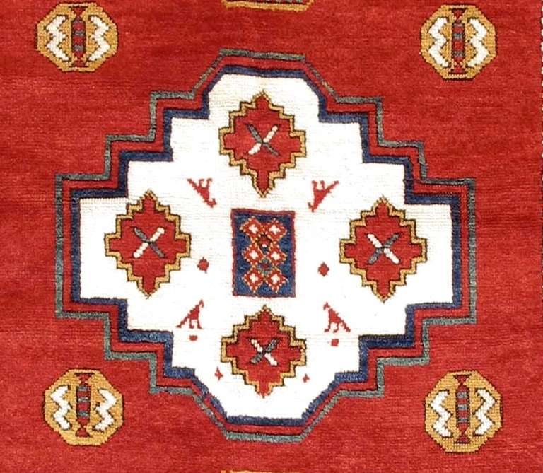 Late 19th Century Borjalu Kazak Red and Blue Caucasian Prayer Rug 1