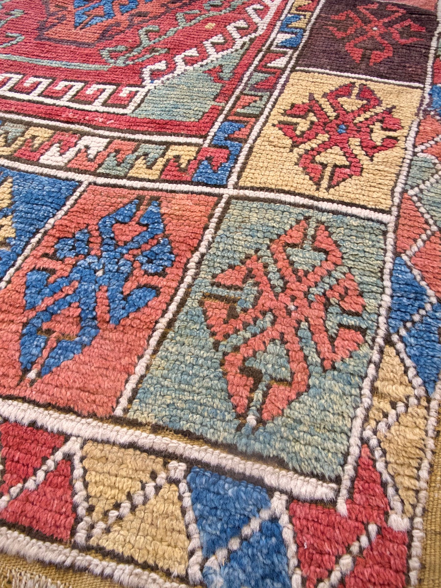 Originating from classical carpet design of the ottoman period this Konya area village ‘yatak,’ or sleeping rug, is a vibrant example of the dynamic transformative nature of Anatolian village weaving of the 18th and early 19th centuries. A central