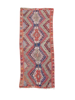 Antiker mehrfarbiger anatolischer Kelim-Teppich, Mitte des 19. Jahrhunderts 